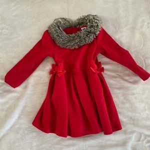 Janie and Jack red dress with faux fur collar